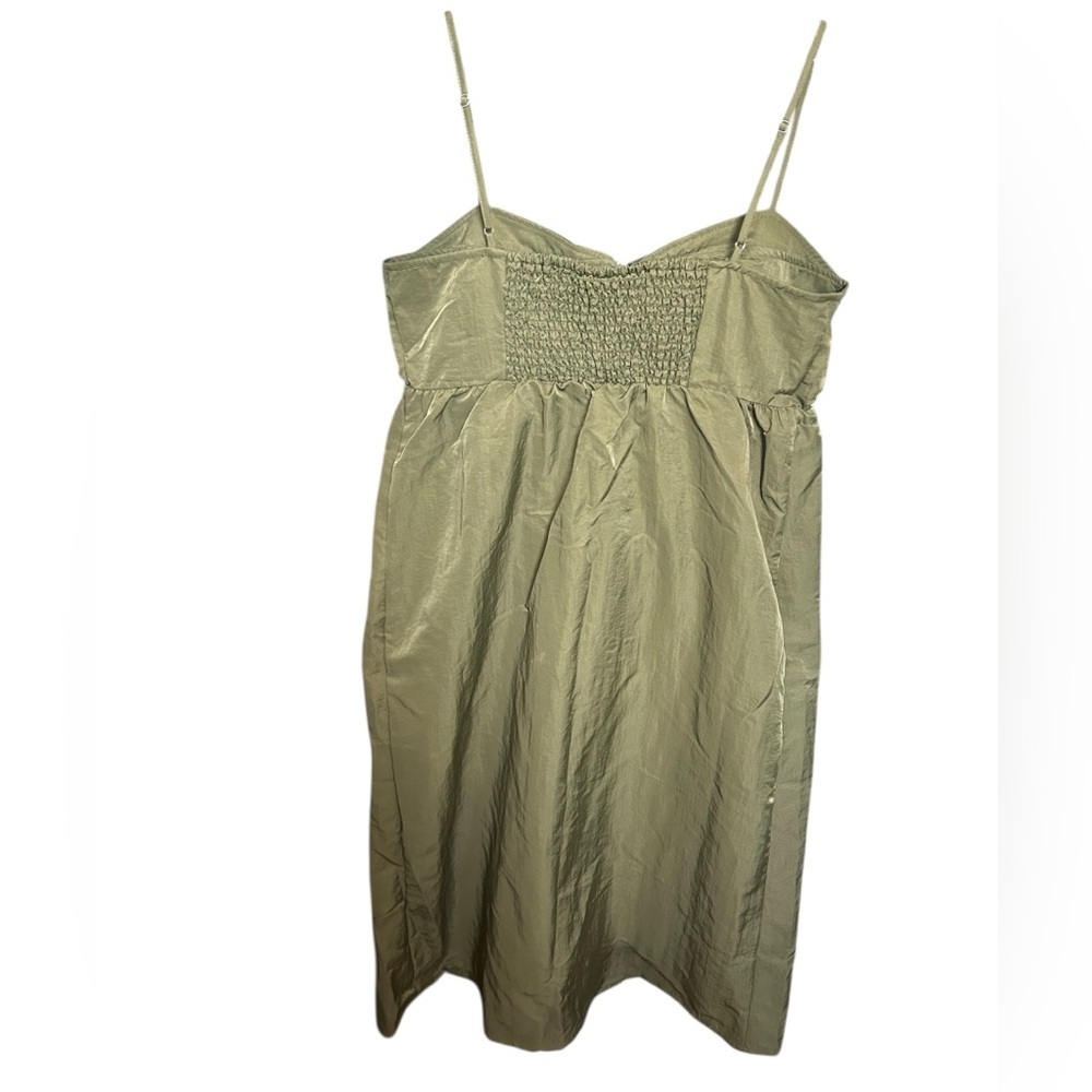 Future Collectives Zip Front Olive Green Midi Dress NWT Size Large - Picture 6 of 9